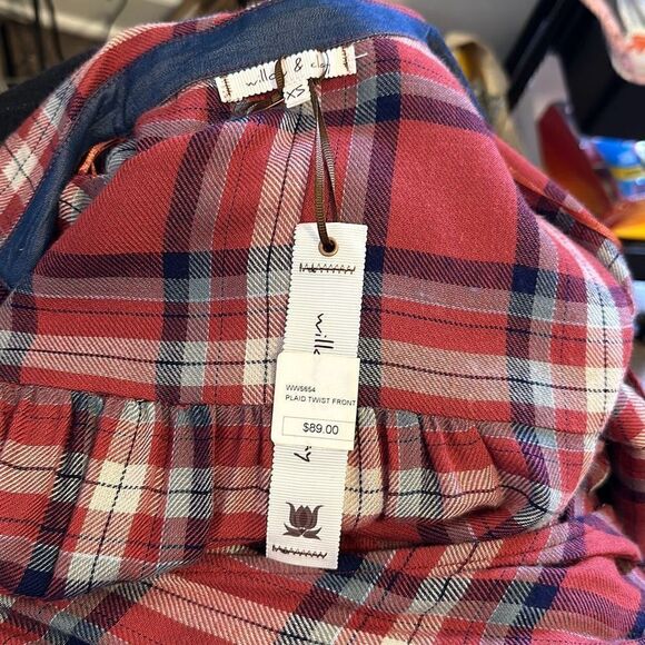 Willow & Clay Women's Plaid Crossover Shirt Size XS NWT - Picture 6 of 7